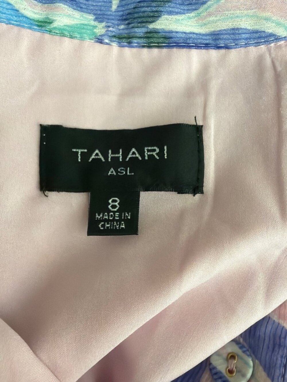 Tahari ASL Shadow-Striped Floral Print Belted Dress Size 8 - Picture 13 of 15